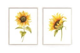Watercolor Sunflower Art Print Floral Wall Decor - thumbnail 1