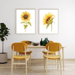 Watercolor Sunflower Art Print Floral Wall Decor - thumbnail 2