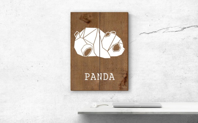 Animal Painting, Geometric Wooden Panda, Wall Decoration, Origami - image 1