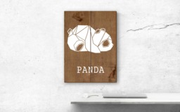 Animal Painting, Geometric Wooden Panda, Wall Decoration, Origami - thumbnail 1