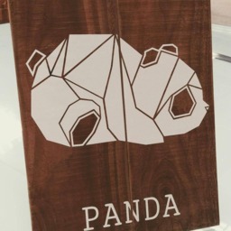 Animal Painting, Geometric Wooden Panda, Wall Decoration, Origami - thumbnail 2