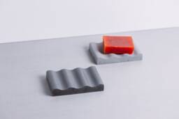 Organic Wave Concrete Soap Dish, Large Wavy Holder, Modern Minimalist Bathroom Tray, Grey Cement Saver Aesthetic Housewarming Gift - thumbnail 1