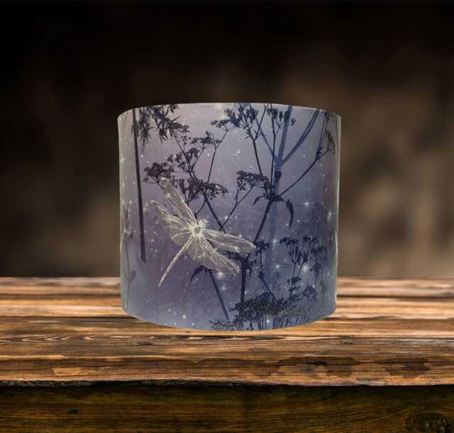 Dragonfly Lampshade For Ceiling & Table Lamps, Floral Botanical Drum Or Empire Light Shade - image 1