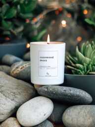Rosewood Moss Soy Candle Rose Scented Gift For Her Nature Lover Spa Day Christmas Secret Santa For Friend - thumbnail 1