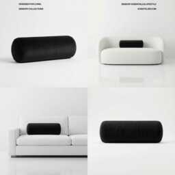 Black Plush Velvet Bolster Cushion Round Orthopedic Lumbar Support - thumbnail 3