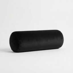 Black Plush Velvet Bolster Cushion Round Orthopedic Lumbar Support - thumbnail 1