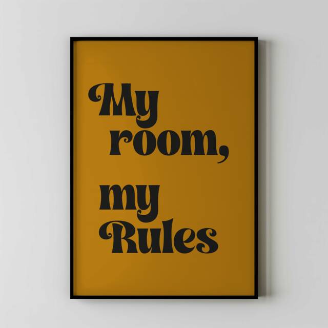 My Room My Rules Print, Wall Art Teenage Bedroom, Etsy Uk, Teen Bedroom Art, Gallery Ideas, Teenager Prints, Typography - image 1