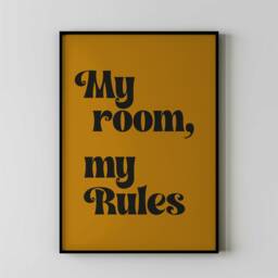 My Room My Rules Print, Wall Art Teenage Bedroom, Etsy Uk, Teen Bedroom Art, Gallery Ideas, Teenager Prints, Typography - thumbnail 1