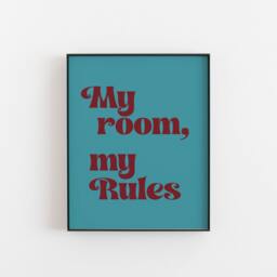 My Room My Rules Print, Wall Art Teenage Bedroom, Etsy Uk, Teen Bedroom Art, Gallery Ideas, Teenager Prints, Typography - thumbnail 2