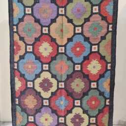 Handwoven Wool Flatweave Kilim Rug - Colourful Geometric Carpet For Living Room & Bedroom - thumbnail 4