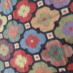 Handwoven Wool Flatweave Kilim Rug - Colourful Geometric Carpet For Living Room & Bedroom - thumbnail 2