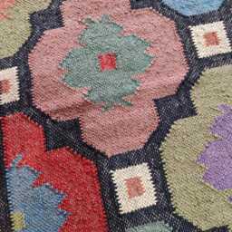 Handwoven Wool Flatweave Kilim Rug - Colourful Geometric Carpet For Living Room & Bedroom - thumbnail 3