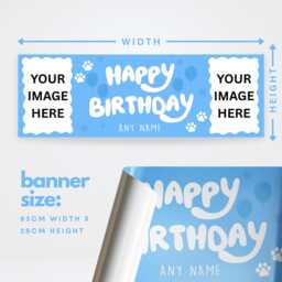 Personalised Birthday Banner - Blue Dog - Custom Name & Photo Tv Show-Inspired Cartoon Party Decor For Young Kids - thumbnail 3