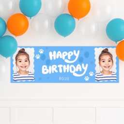 Personalised Birthday Banner - Blue Dog - Custom Name & Photo Tv Show-Inspired Cartoon Party Decor For Young Kids - thumbnail 1