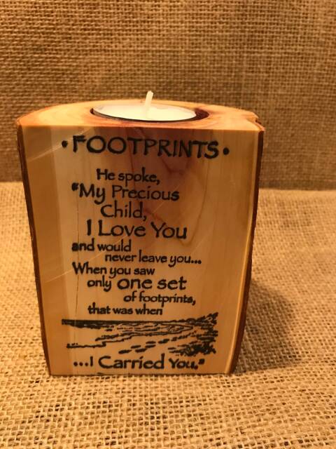 Red Cedar Candle Holder, Footprints - image 1