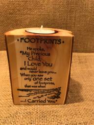 Red Cedar Candle Holder, Footprints - thumbnail 1