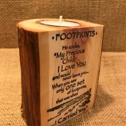 Red Cedar Candle Holder, Footprints - thumbnail 3