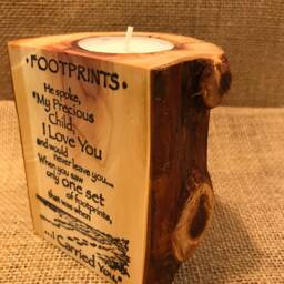 Red Cedar Candle Holder, Footprints - thumbnail 2
