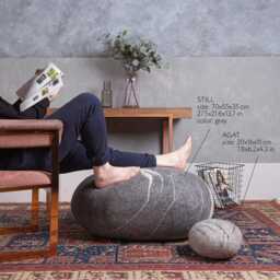 Pouf Wool Stone Footstool Felt Pebble Rock - Cozy Living Room Ottoman Decor ??Still?? Katsu - thumbnail 1