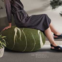 Pouf Wool Stone Footstool Felt Pebble Rock - Cozy Living Room Ottoman Decor ??Still?? Katsu - thumbnail 2