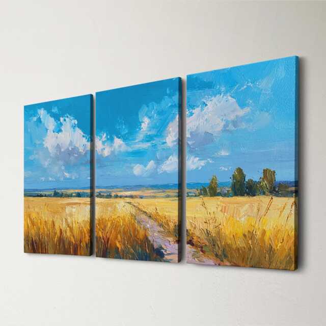 Lavender Field Canvas Wall Art Rustic French Countryside Split For Living Room Decor Vibrant Nature Hanging - image 1