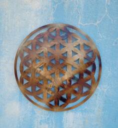 Heat Colored Metal Flower Of Life Wall Art - Sacred Geometry Decor - 36 Inch