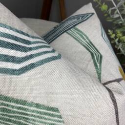 Emerald Ochre Green Cushion Cover - Harlequin Entity Fabric, Double Sided, Viscose Linen Pillow - thumbnail 2