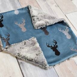 Deer Lovey - Mini Baby Blanket Buck Security Blue Gift Minky Soft - thumbnail 2
