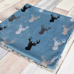 Deer Lovey - Mini Baby Blanket Buck Security Blue Gift Minky Soft - thumbnail 4