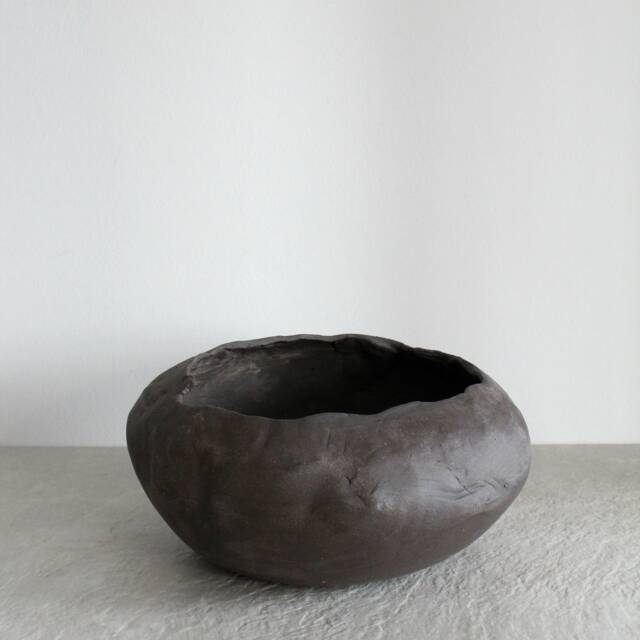 Handmade Black Stoneware Vase Large Wabi Sabi Pottery Bowl - image 1