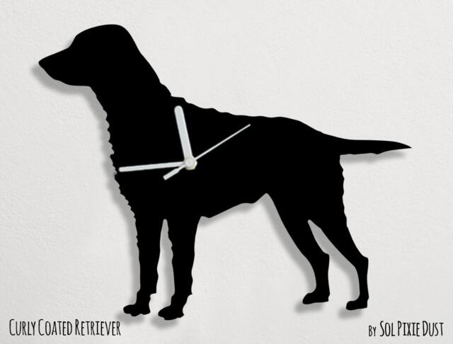 Curly Coated Retriever Dog - Wall Clock Silhouette - image 1