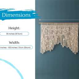 Boho Macrame Curtain, Home Decor Modern, Leaf Rustic Valance, Room Aesthetic, Door Textile Wall Art C02 - thumbnail 3