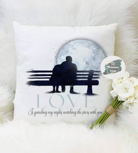Personalised Couples Moon Cushion, Anniversary Gift - image 1