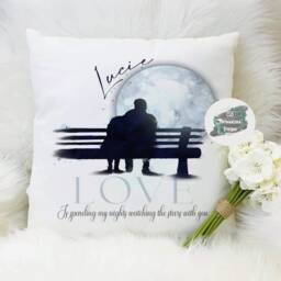 Personalised Couples Moon Cushion, Anniversary Gift - thumbnail 2