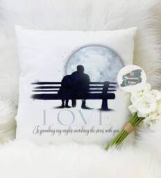 Personalised Couples Moon Cushion, Anniversary Gift - thumbnail 1