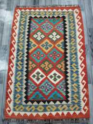 Heritage Tribal, Handmade Artisan Afghan Turkish Scandinavian Navajo Bohemian Flatweave Wool Multicolour Kilim Rug 152x100 cm - thumbnail 1