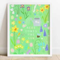 Here Comes The Sun Print - Spring Easter Nature Daffodills Flowers Pretty Garden Green Nursery Kids Room Children's Wall Art - thumbnail 3