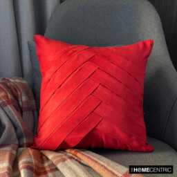 "Designer Pintucks, Textured, Striped Red Pillow Sham 24""x24""/26""x26" - thumbnail 2