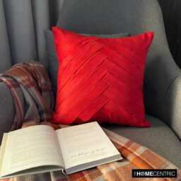 "Designer Pintucks, Textured, Striped Red Pillow Sham 24""x24""/26""x26" - thumbnail 1