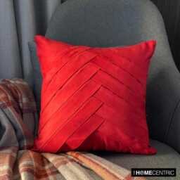 "Designer Pintucks, Textured, Striped Red Pillow Sham 24""x24""/26""x26" - thumbnail 2