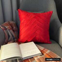 "Designer Pintucks, Textured, Striped Red Pillow Sham 24""x24""/26""x26" - thumbnail 1