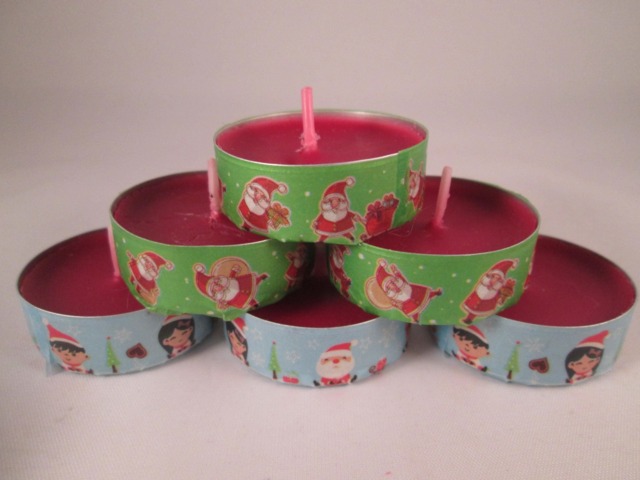 Christmas Tealight Candles, Washi Tape Decorated, Set Of 12 - image 1