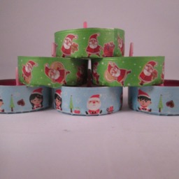 Christmas Tealight Candles, Washi Tape Decorated, Set Of 12 - thumbnail 2