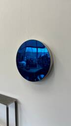 Metal Wall Decor, Chrome Sculpture Wall Art, Artwork, Art, Blue Round Mirror, Mirror