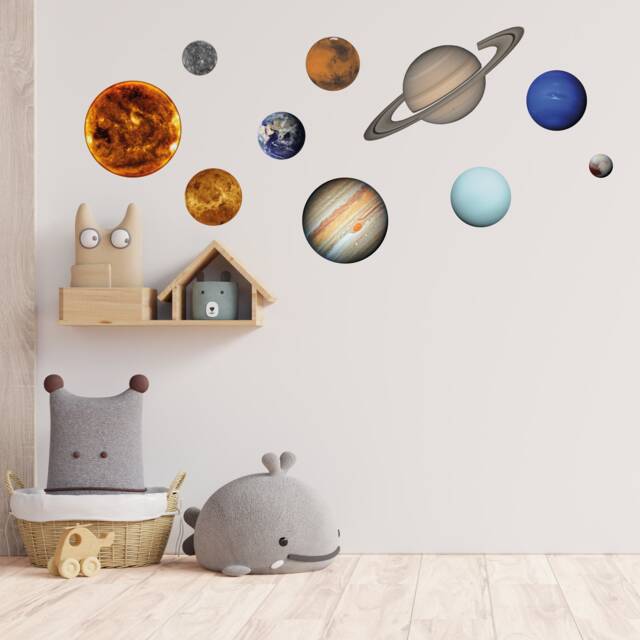 Solar System Wall Art Stickers Decals Space Themed Vinyl Sticker Kids Room Children's Bedroom - image 1