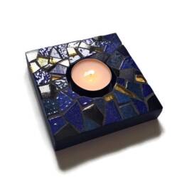 Midnight Blue Mosaic Candle Holder - thumbnail 3