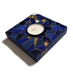 Midnight Blue Mosaic Candle Holder - thumbnail 4