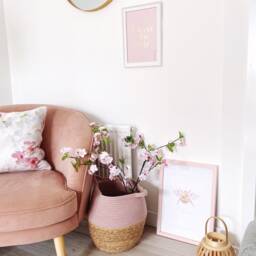 Gold Foil Bee Print Pink Bumble Illustration, Girls Room Art - thumbnail 3