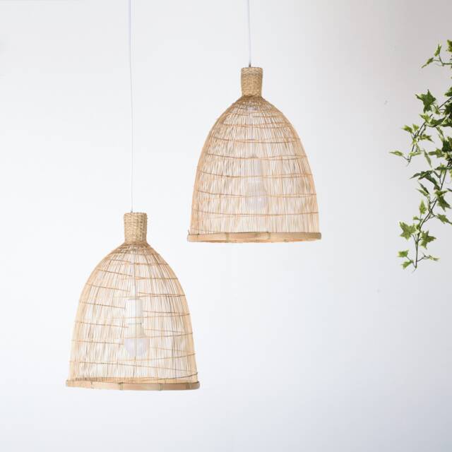 Handmade Bamboo Pendant Lamp Woven Asian Fishing Trap Light - image 1