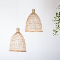 Handmade Bamboo Pendant Lamp Woven Asian Fishing Trap Light - thumbnail 1